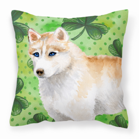 Siberian Husky St Patrick's Design Fabric Decorative Pillow