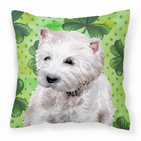 West Highland White Terrier St Patrick's Design Fabric Decorative Pillow