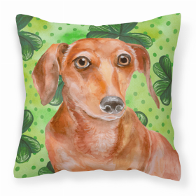 Dachshund - Red St Patrick's Design Fabric Decorative Pillow