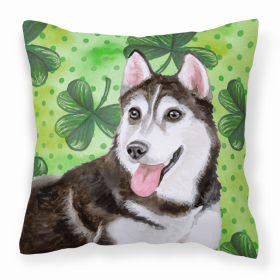 Siberian Husky #2 St Patrick's Design Fabric Decorative Pillow