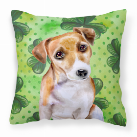 Jack Russell Terrier #2 St Patrick's Design Fabric Decorative Pillow