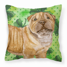 Shar Pei - Puppy St Patrick's Design Fabric Decorative Pillow