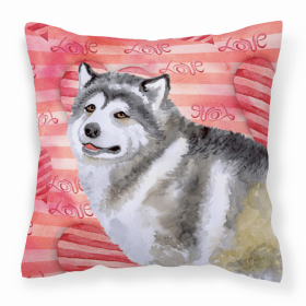 Alaskan Malamute 1 Love Stripes Fabric Decorative Pillow