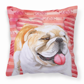 Bulldog Love Stripes Fabric Decorative Pillow