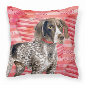 German Shorthaired Pointer Love Stripes Fabric Decorative Pillow