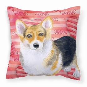 Corgi 3 Love Stripes Fabric Decorative Pillow