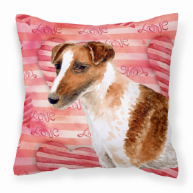 Fox Terrier - Smooth Love Stripes Fabric Decorative Pillow