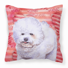 Bichon Frise 1 Love Stripes Fabric Decorative Pillow