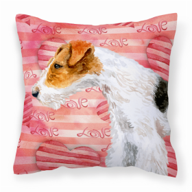 Fox Terrier 1 Love Stripes Fabric Decorative Pillow