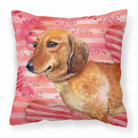 Dachshund 5 Love Stripes Fabric Decorative Pillow