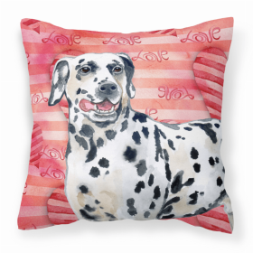 Dalmatian 1 Love Stripes Fabric Decorative Pillow