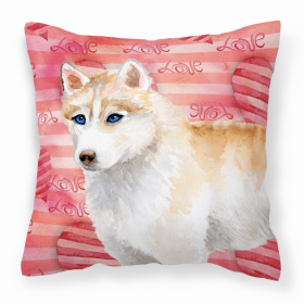 Siberian Husky Love Stripes Fabric Decorative Pillow