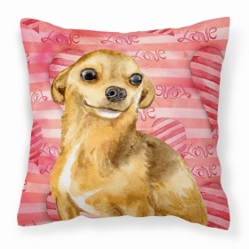 Chihuahua 1 Love Stripes Fabric Decorative Pillow