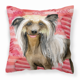 Chinese Crested Love Stripes Fabric Decorative Pillow