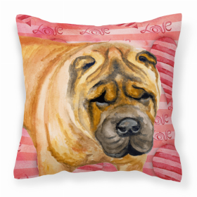 Shar Pei Love Stripes Fabric Decorative Pillow