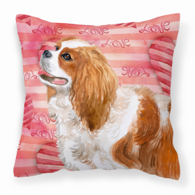 Cavalier King Charles Spaniel 1 Love Stripes Fabric Decorative Pillow