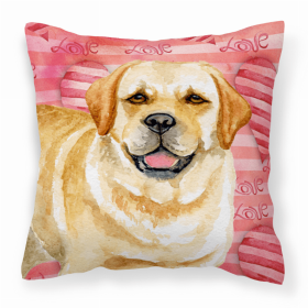 Golden Retriever 2 Love Stripes Fabric Decorative Pillow