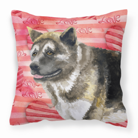 American Akita Love Stripes Fabric Decorative Pillow