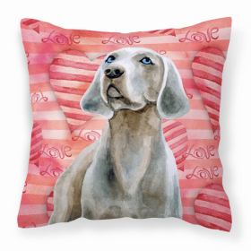 Weimaraner 1 Love Stripes Fabric Decorative Pillow