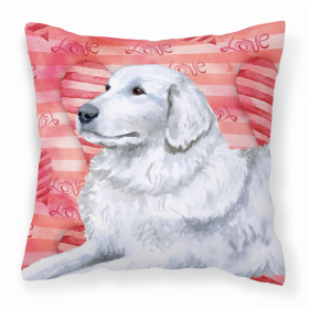 Maremma Sheepdog Love Stripes Fabric Decorative Pillow