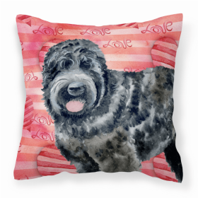 Black Russian Terrier Love Stripes Fabric Decorative Pillow