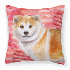 Shiba Inu 1 Love Stripes Fabric Decorative Pillow