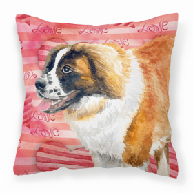 Saint Bernard 1 Love Stripes Fabric Decorative Pillow