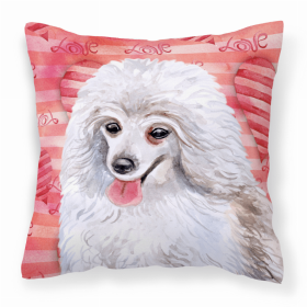 Poodle - Medium Love Stripes Fabric Decorative Pillow