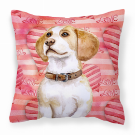 Beagle 1 Love Stripes Fabric Decorative Pillow