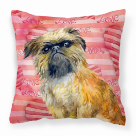 Brussels Griffon Love Stripes Fabric Decorative Pillow