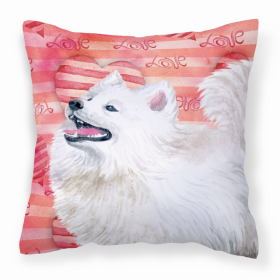 Samoyed Love Stripes Fabric Decorative Pillow