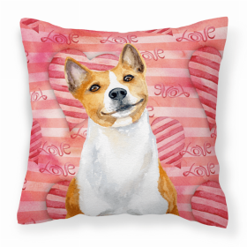 Basenji Love Stripes Fabric Decorative Pillow