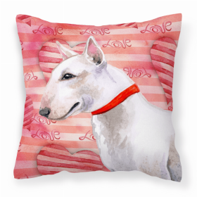 Bull Terrier 1 Love Stripes Fabric Decorative Pillow