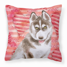 Siberian Husky - Grey Love Stripes Fabric Decorative Pillow