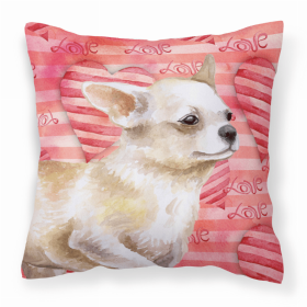 Chihuahua Lep up Love Stripes Fabric Decorative Pillow