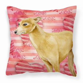 Italian Greyhound 1 Love Stripes Fabric Decorative Pillow