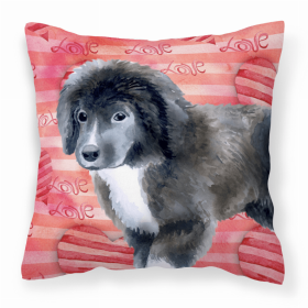 Newfoundland - Puppy Love Stripes Fabric Decorative Pillow