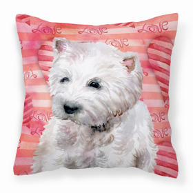 West Highland White Terrier 1 Love Stripes Fabric Decorative Pillow