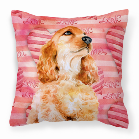 Cocker Spaniel 1 Love Stripes Fabric Decorative Pillow