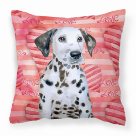 Dalmatian -Puppy Love Stripes Fabric Decorative Pillow