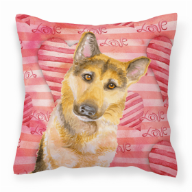 German Shepherd #2 Love Stripes Fabric Decorative Pillow