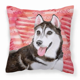 Siberian Husky #2 Love Stripes Fabric Decorative Pillow