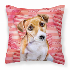 Jack Russell Terrier #2 Love Stripes Fabric Decorative Pillow