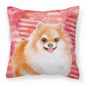 Pomeranian #2 Love Stripes Fabric Decorative Pillow