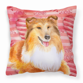 Sheltie Love Stripes Fabric Decorative Pillow