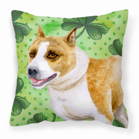 Staffordshire Bull Terrier St Patrick's Fabric Decorative Pillow