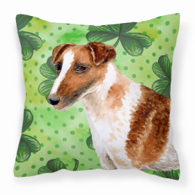 Fox Terrier - Smooth St Patrick's Fabric Decorative Pillow