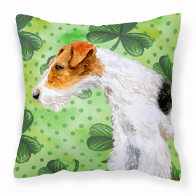 Fox Terrier St Patrick's Fabric Decorative Pillow