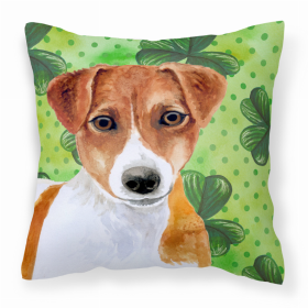 Jack Russell Terrier St Patrick's Fabric Decorative Pillow