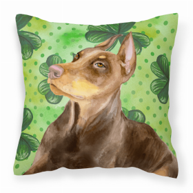 Doberman St Patrick's Fabric Decorative Pillow